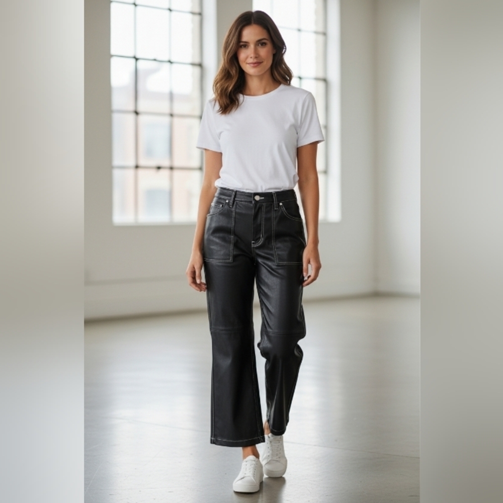 Grey Collective Black Faux Leather Pants Women's Size 4 NWT